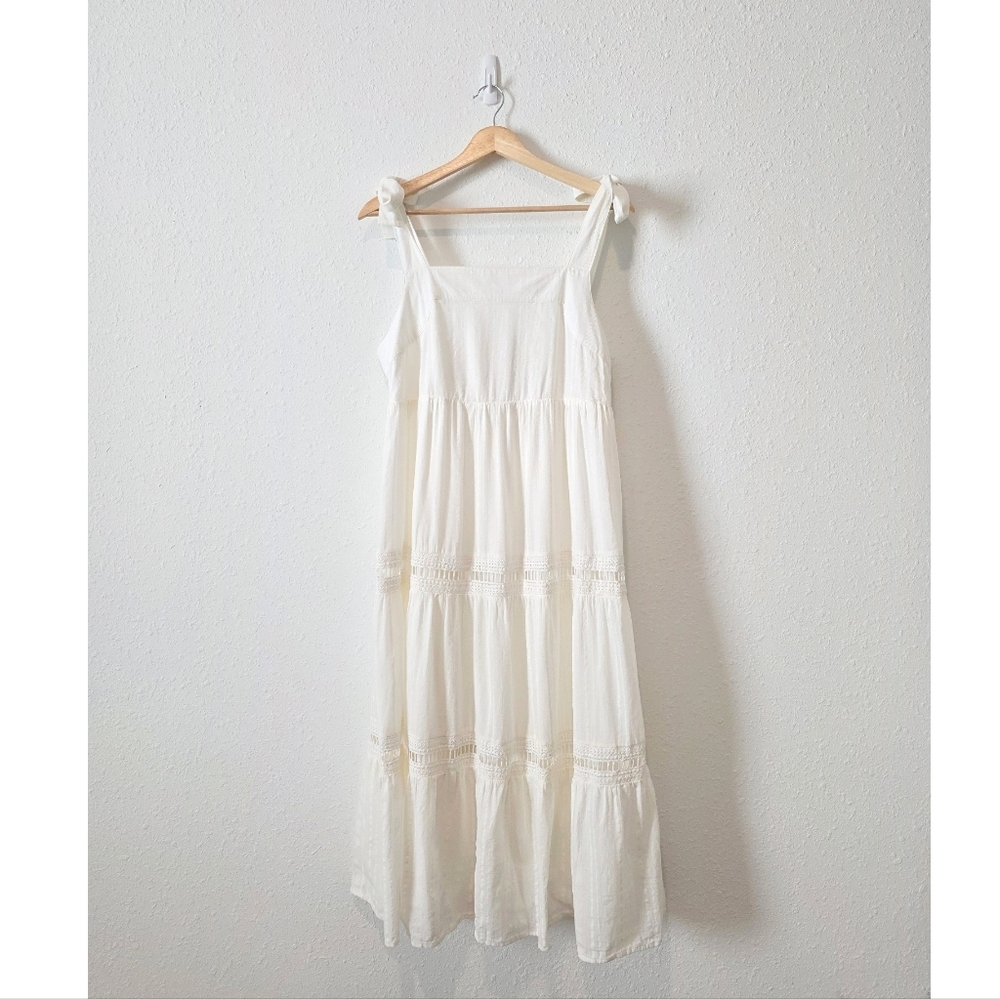 Carve Designs Tie Strap Cotton Midi Dress L - Picture 1 of 7